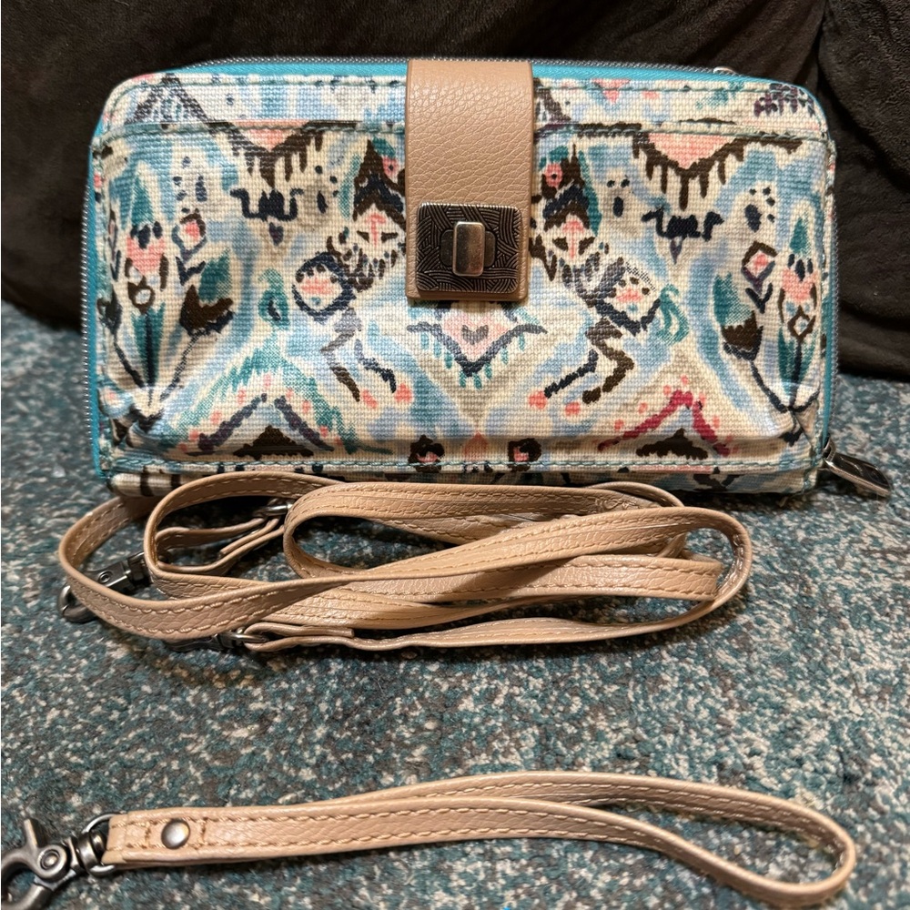 Sakroots Blue and Tan Crossbody Bag